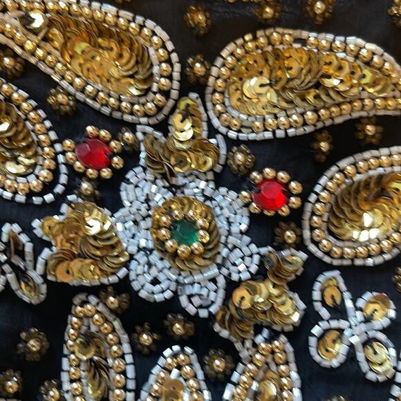 Laurence Kazar Vintage 80s Heavily Beaded Silk Cocktail Dress MP - Picture 14 of 16